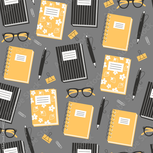 School Days Seamless Pattern with school supplies