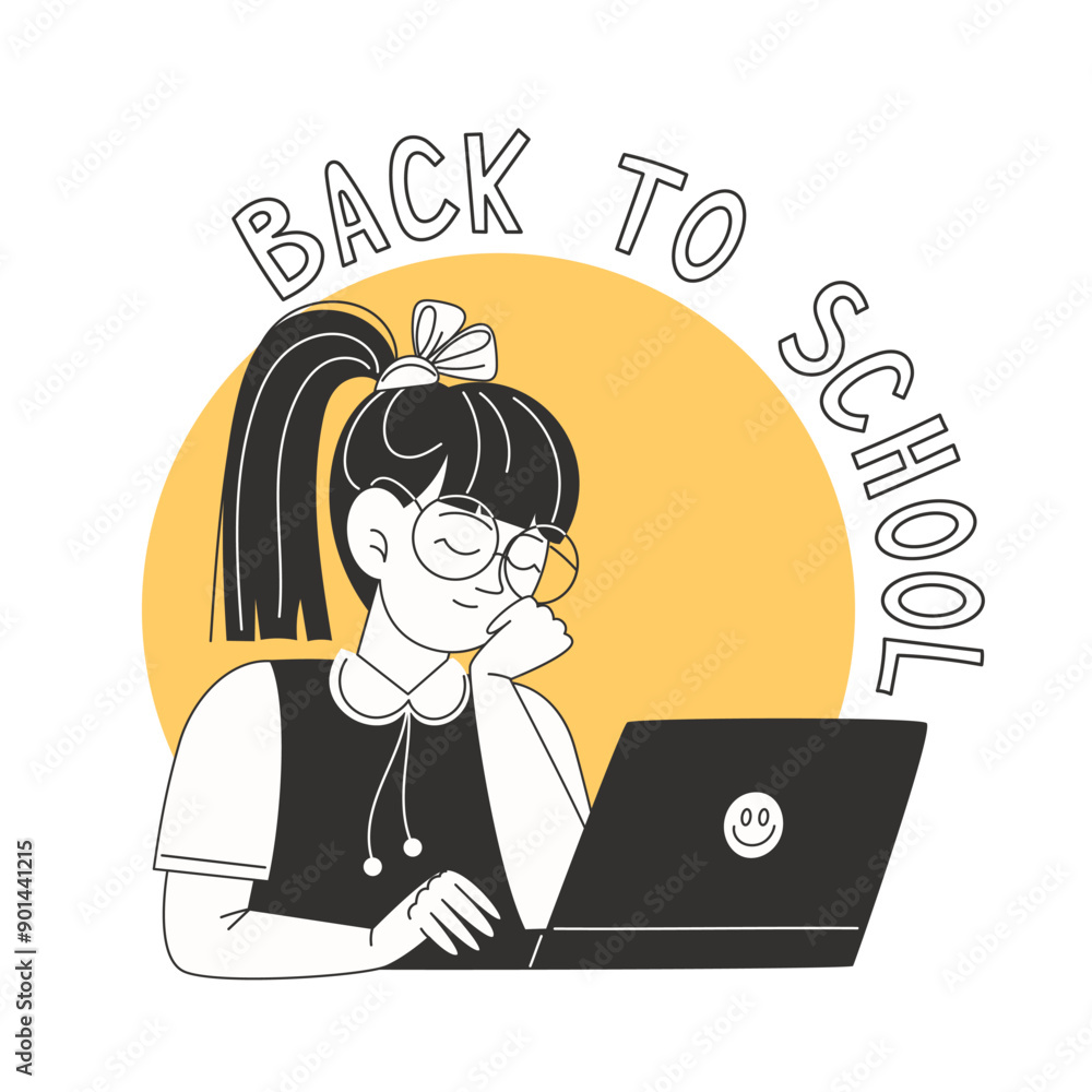 A schoolgirl fell asleep at the laptop while doing her homework A schoolgirl fell asleep at the laptop while doing her homework