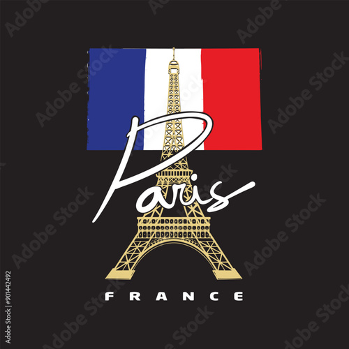 simple illustration design of paris eiffel tower