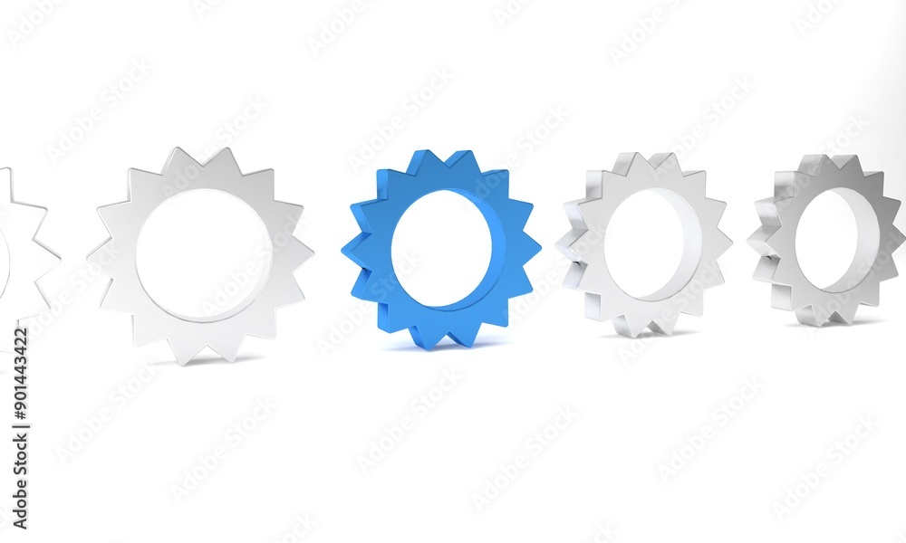 Blue Sun icon isolated on white background. Summer symbol. Good sunny day. Minimalism concept. 3D render illustration Blue Sun icon isolated on white background. Summer symbol. Good sunny day. Minimalism concept. 3D render illustration