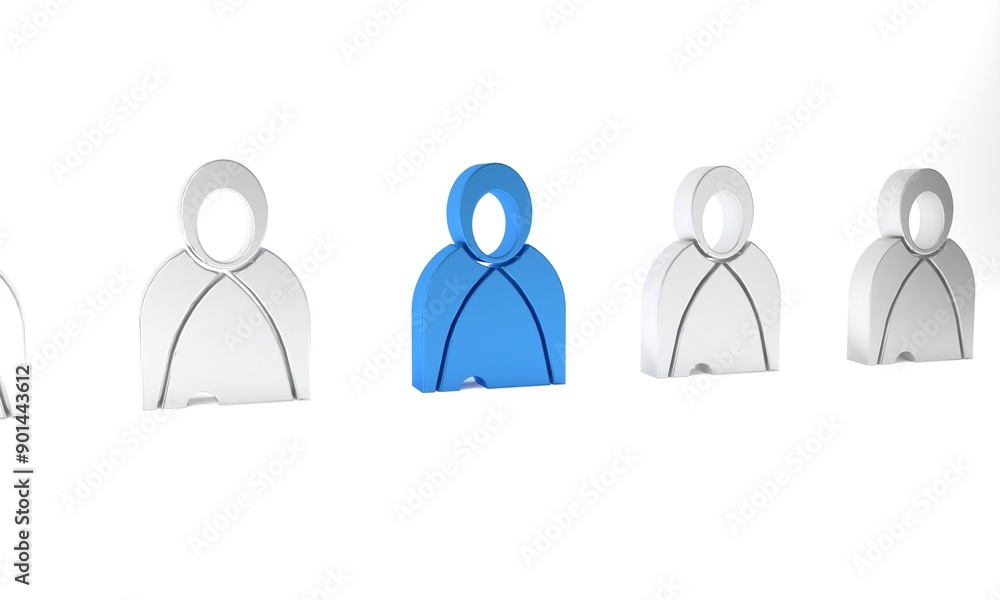 Fototapeta premium Blue Mantle, cloak, cape icon isolated on white background. Magic cloak of mage, wizard and witch for halloween design. Minimalism concept. 3D render illustration