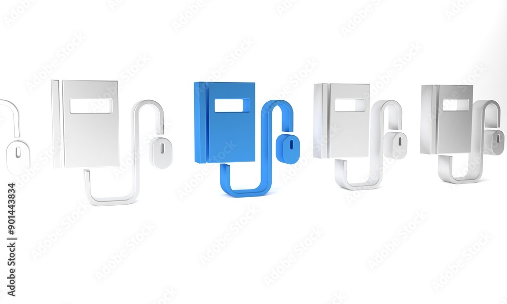 Blue Electronic book with mouse icon isolated on white background. Online education concept. E-book badge icon. Minimalism concept. 3D render illustration Blue Electronic book with mouse icon isolated on white background. Online education concept. E-book badge icon. Minimalism concept. 3D render illustration