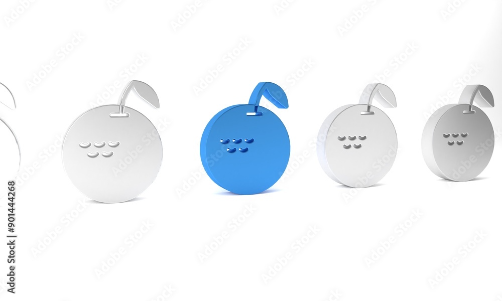 Blue Apple icon isolated on white background. Fruit with leaf symbol. Minimalism concept. 3D render illustration Blue Apple icon isolated on white background. Fruit with leaf symbol. Minimalism concept. 3D render illustration