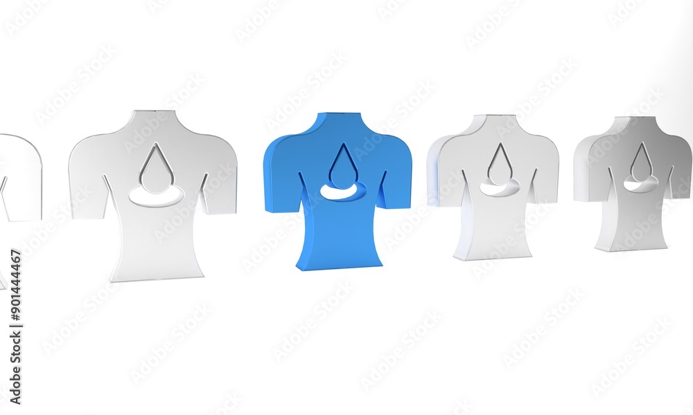 Blue Massage with aroma oils icon isolated on white background. Relaxing, leisure. Minimalism concept. 3D render illustration Blue Massage with aroma oils icon isolated on white background. Relaxing, leisure. Minimalism concept. 3D render illustration