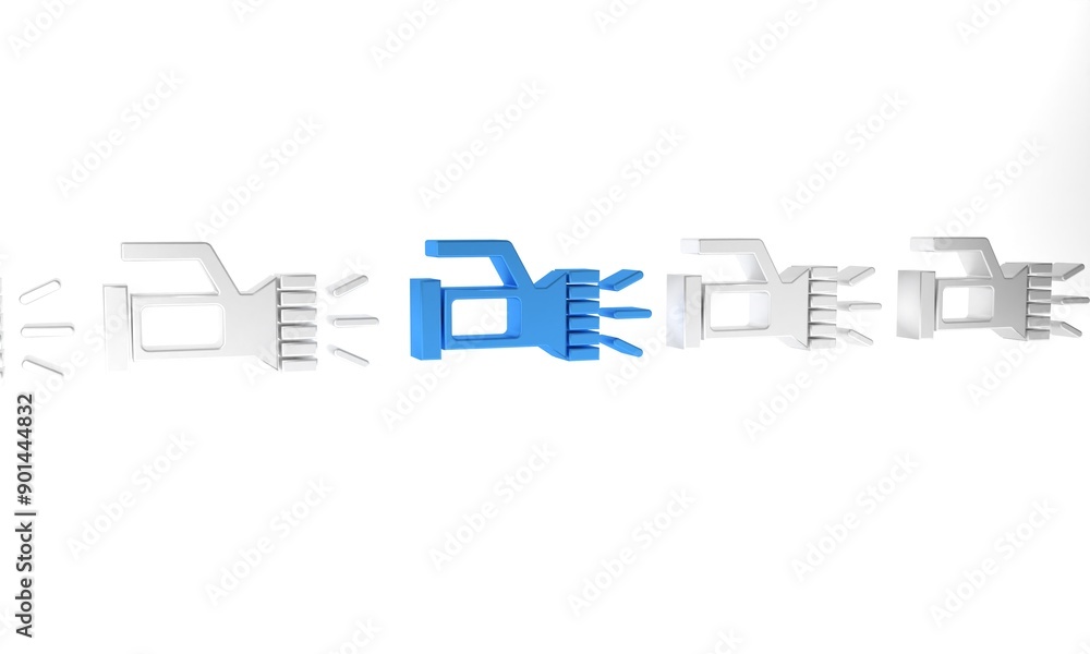 Blue Flashlight for diver icon isolated on white background. Diving underwater equipment. Minimalism concept. 3D render illustration Blue Flashlight for diver icon isolated on white background. Diving underwater equipment. Minimalism concept. 3D render illustration