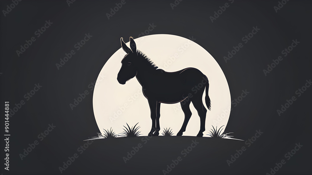 Fototapeta premium Donkey silhouette logo. Generative AI