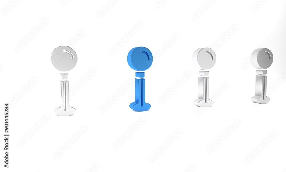 Blue Push pin icon isolated on white background. Thumbtacks sign. Minimalism concept. 3D render illustration Blue Push pin icon isolated on white background. Thumbtacks sign. Minimalism concept. 3D render illustration