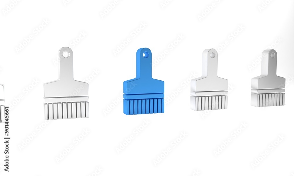 Blue Paint brush icon isolated on white background. Minimalism concept. 3D render illustration Blue Paint brush icon isolated on white background. Minimalism concept. 3D render illustration