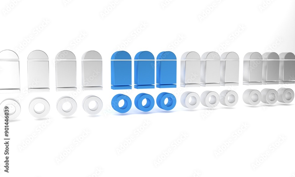 Blue Bullet icon isolated on white background. Minimalism concept. 3D render illustration Blue Bullet icon isolated on white background. Minimalism concept. 3D render illustration