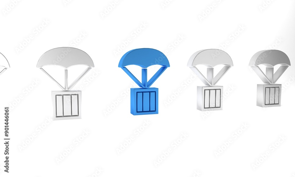 Blue Airdrop box icon isolated on white background. Minimalism concept. 3D render illustration Blue Airdrop box icon isolated on white background. Minimalism concept. 3D render illustration