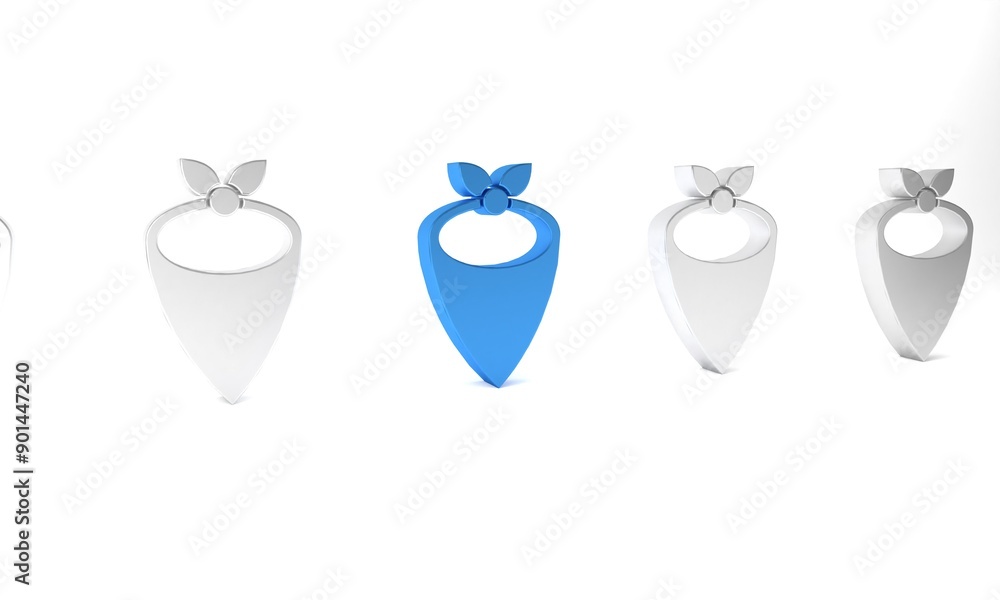 Blue Cowboy bandana icon isolated on white background. Minimalism concept. 3D render illustration Blue Cowboy bandana icon isolated on white background. Minimalism concept. 3D render illustration