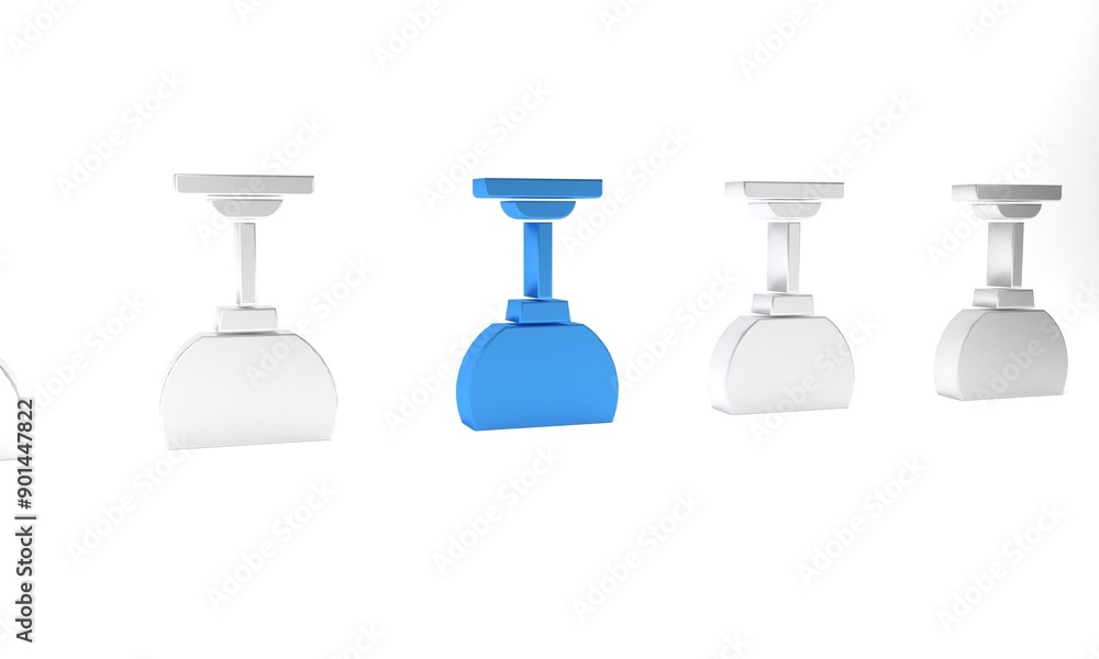 Blue Lamp hanging icon isolated on white background. Ceiling lamp light bulb. Minimalism concept. 3D render illustration Blue Lamp hanging icon isolated on white background. Ceiling lamp light bulb. Minimalism concept. 3D render illustration