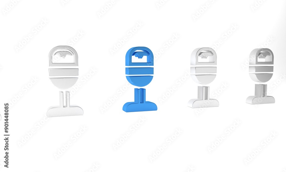 Blue Trash can icon isolated on white background. Garbage bin sign. Recycle basket icon. Office trash icon. Minimalism concept. 3D render illustration Blue Trash can icon isolated on white background. Garbage bin sign. Recycle basket icon. Office trash icon. Minimalism concept. 3D render illustration