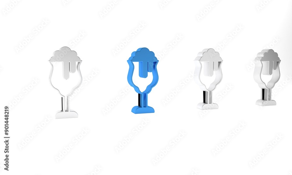 Blue Glass of beer icon isolated on white background. Minimalism concept. 3D render illustration Blue Glass of beer icon isolated on white background. Minimalism concept. 3D render illustration