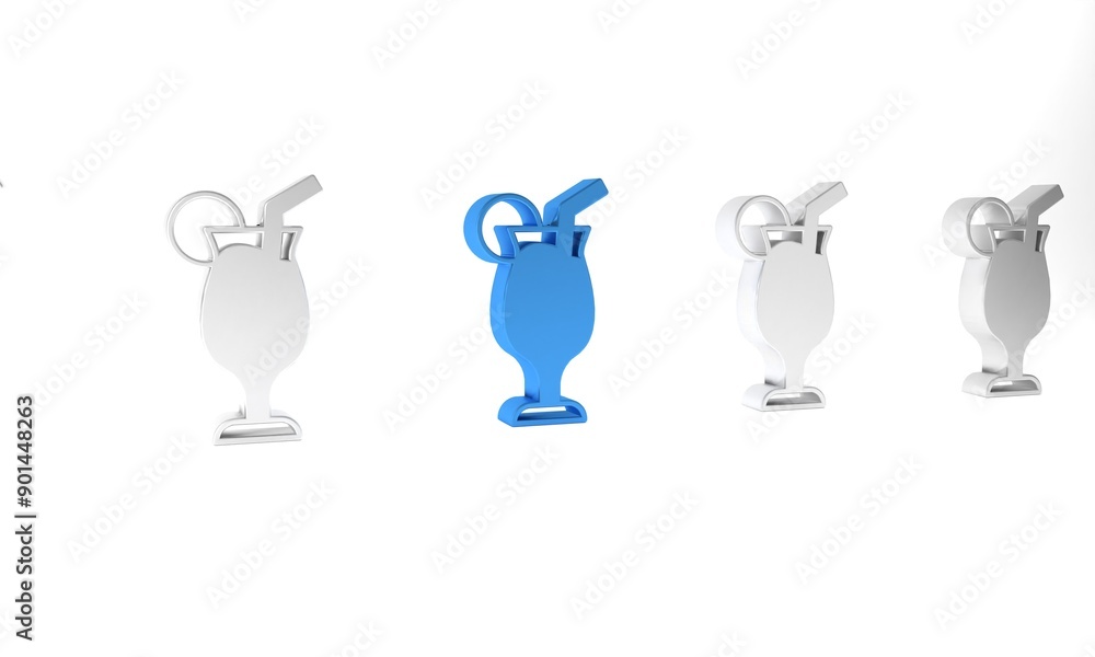 Blue Cocktail and alcohol drink icon isolated on white background. Minimalism concept. 3D render illustration Blue Cocktail and alcohol drink icon isolated on white background. Minimalism concept. 3D render illustration