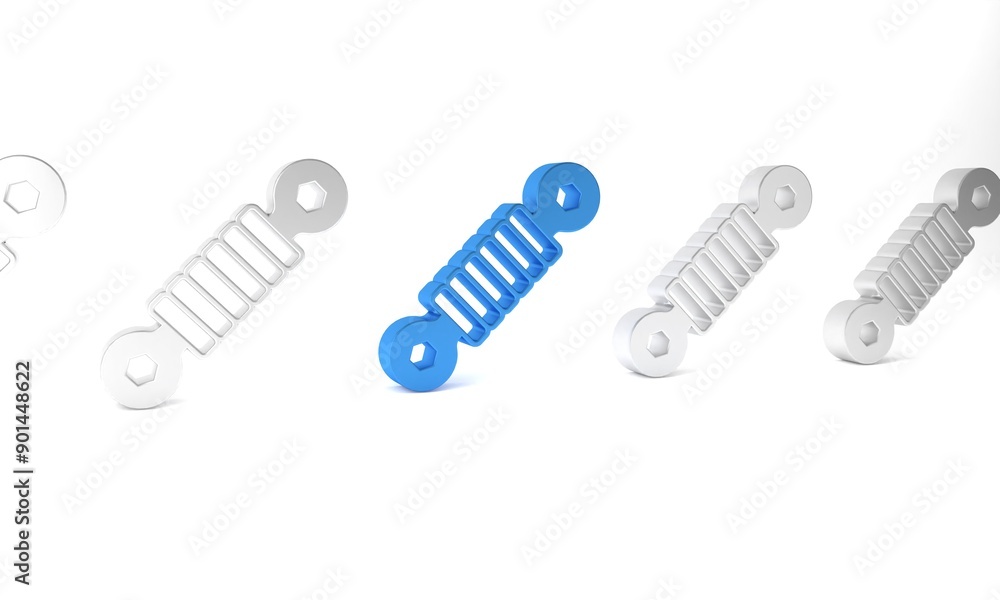 Blue Shock absorber icon isolated on white background. Minimalism concept. 3D render illustration Blue Shock absorber icon isolated on white background. Minimalism concept. 3D render illustration