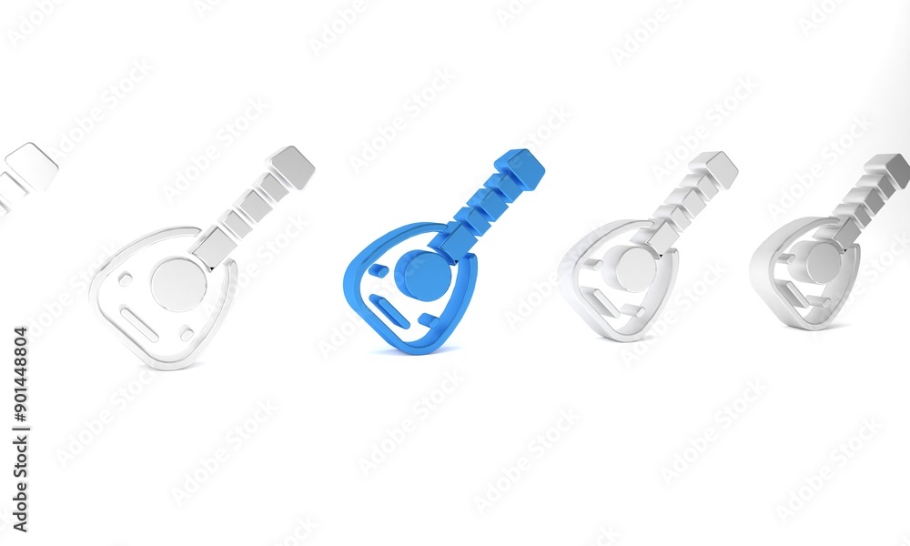 Blue Musical instrument lute icon isolated on white background. Arabic, Oriental, Greek music instrument. Minimalism concept. 3D render illustration Blue Musical instrument lute icon isolated on white background. Arabic, Oriental, Greek music instrument. Minimalism concept. 3D render illustration