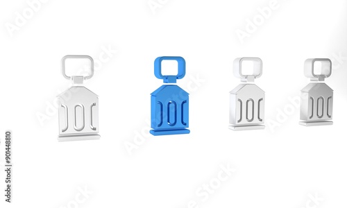 Blue Ramadan Kareem lantern icon isolated on white background. Minimalism concept. 3D render illustration