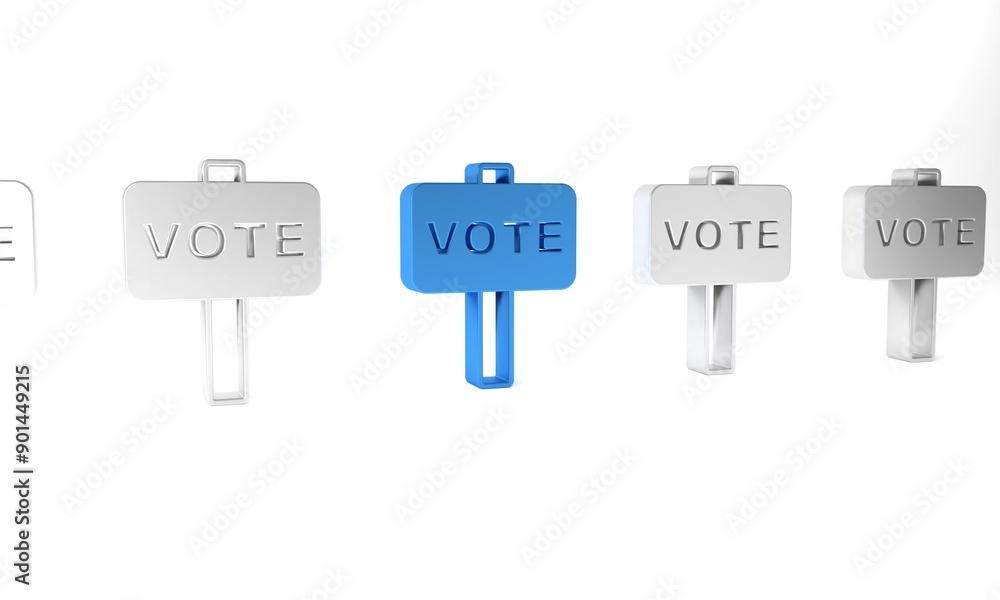 Blue Vote icon isolated on white background. Minimalism concept. 3D render illustration Blue Vote icon isolated on white background. Minimalism concept. 3D render illustration