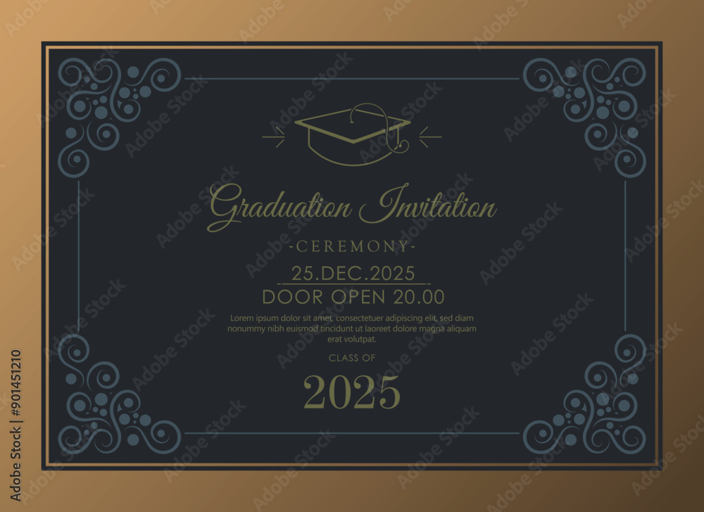 Elegant dark graduation invitation template Elegant dark graduation invitation template