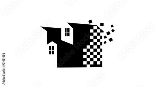 Depreciation symbol,hause wear, black isolated silhouette