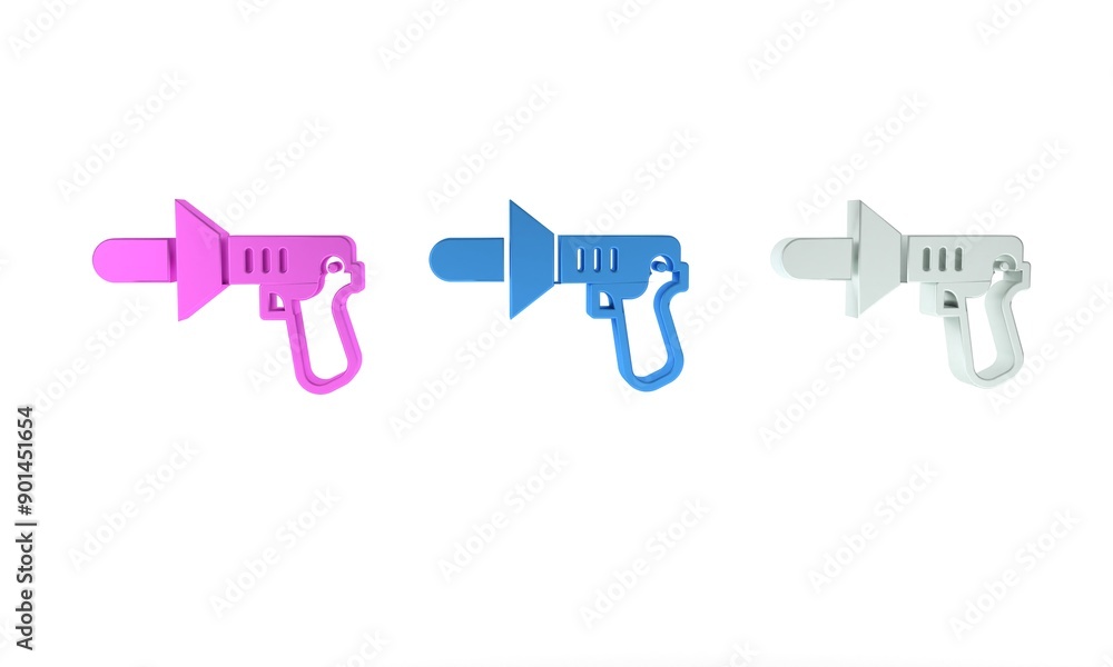 Colorful Police megaphone icon isolated on white background. Minimalism concept. 3D render illustration Colorful Police megaphone icon isolated on white background. Minimalism concept. 3D render illustration