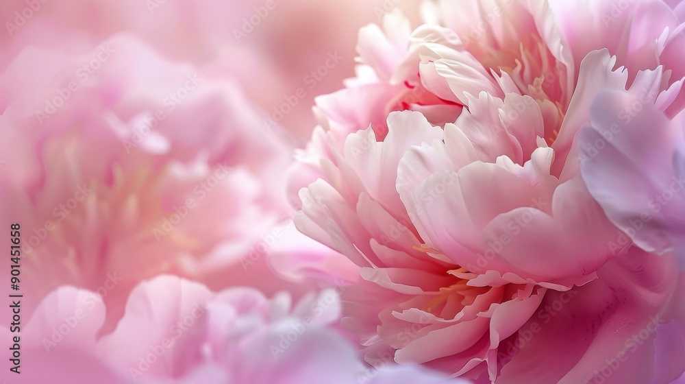 A close-up macro photograph of a pink peony, creating a gentle and abstract floral pastel background. A close-up macro photograph of a pink peony, creating a gentle and abstract floral pastel background.