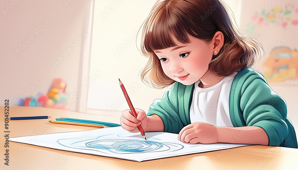 little child drawing with pencils little child drawing with pencils