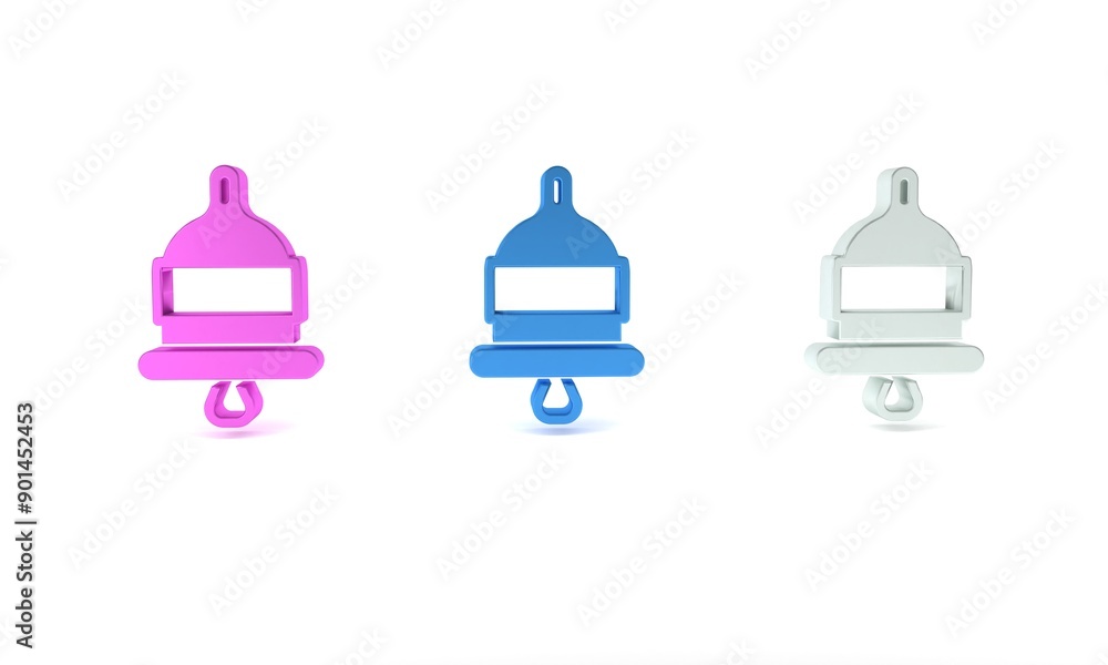 Colorful Ringing alarm bell icon isolated on white background. Fire alarm system. Service bell, handbell sign, notification symbol. Minimalism concept. 3D render illustration Colorful Ringing alarm bell icon isolated on white background. Fire alarm system. Service bell, handbell sign, notification symbol. Minimalism concept. 3D render illustration
