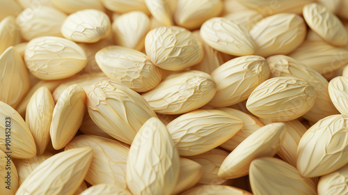 Background of big raw peeled almonds 