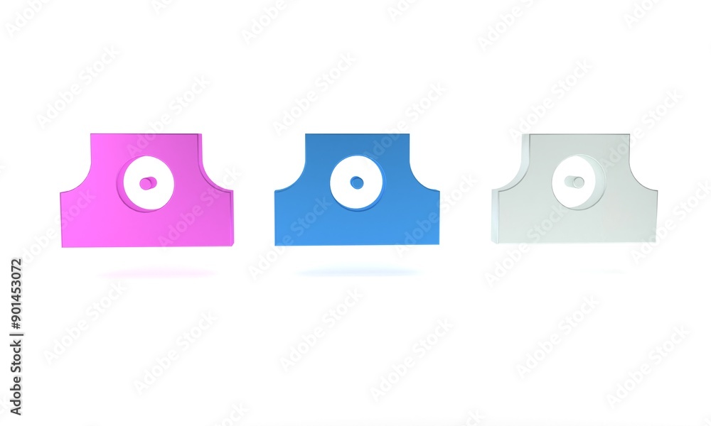 Colorful Spray can nozzle cap icon isolated on white background. Minimalism concept. 3D render illustration Colorful Spray can nozzle cap icon isolated on white background. Minimalism concept. 3D render illustration