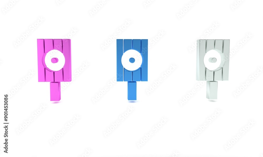 Colorful Spray can nozzle cap icon isolated on white background. Minimalism concept. 3D render illustration Colorful Spray can nozzle cap icon isolated on white background. Minimalism concept. 3D render illustration