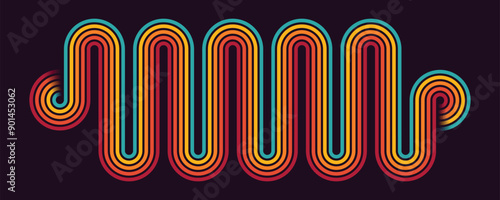 Abstract Vintage 70s Style Background. Retro Design With Stripes Vector Illustration