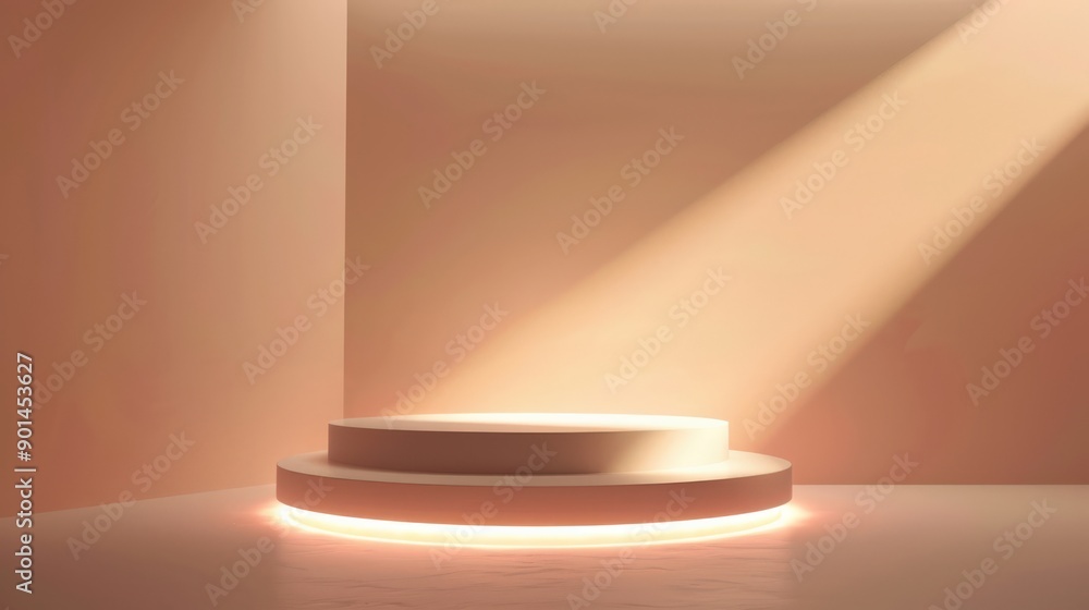 A white pedestal with a light shining on it A white pedestal with a light shining on it
