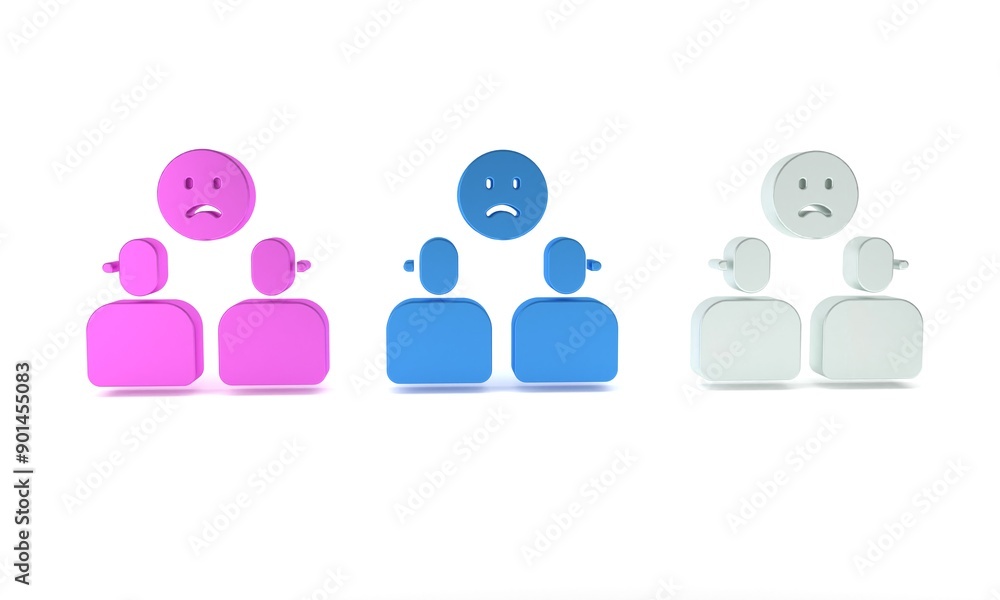Colorful Complicated relationship icon isolated on white background. Bad communication. Colleague complicated relationship. Minimalism concept. 3D render illustration Colorful Complicated relationship icon isolated on white background. Bad communication. Colleague complicated relationship. Minimalism concept. 3D render illustration