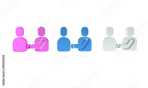 Colorful Happy friendship day icon isolated on white background. Everlasting friendship concept. Minimalism concept. 3D render illustration