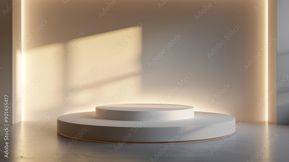 A white pedestal with a circular base and a round top A white pedestal with a circular base and a round top