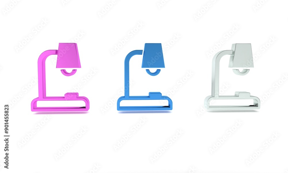 Colorful Table lamp icon isolated on white background. Minimalism concept. 3D render illustration Colorful Table lamp icon isolated on white background. Minimalism concept. 3D render illustration
