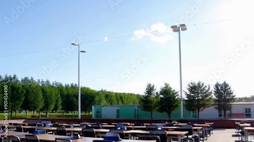 Wallpaper Mural Outdoor Seating Area with Lights and Trees Torontodigital.ca