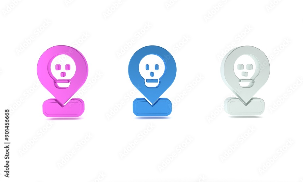 Colorful Radioactive in location icon isolated on white background. Radioactive toxic symbol. Radiation Hazard sign. Minimalism concept. 3D render illustration Colorful Radioactive in location icon isolated on white background. Radioactive toxic symbol. Radiation Hazard sign. Minimalism concept. 3D render illustration