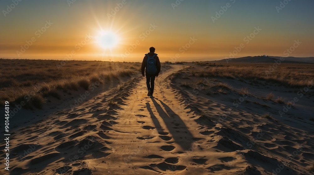 Taking a Solitary Walk at Sunset in a Beautiful Desert Landscape Awaits to Inspire Taking a Solitary Walk at Sunset in a Beautiful Desert Landscape Awaits to Inspire