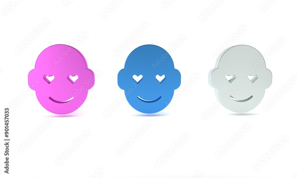 Colorful Romantic man icon isolated on white background. Happy Valentines day. Minimalism concept. 3D render illustration Colorful Romantic man icon isolated on white background. Happy Valentines day. Minimalism concept. 3D render illustration