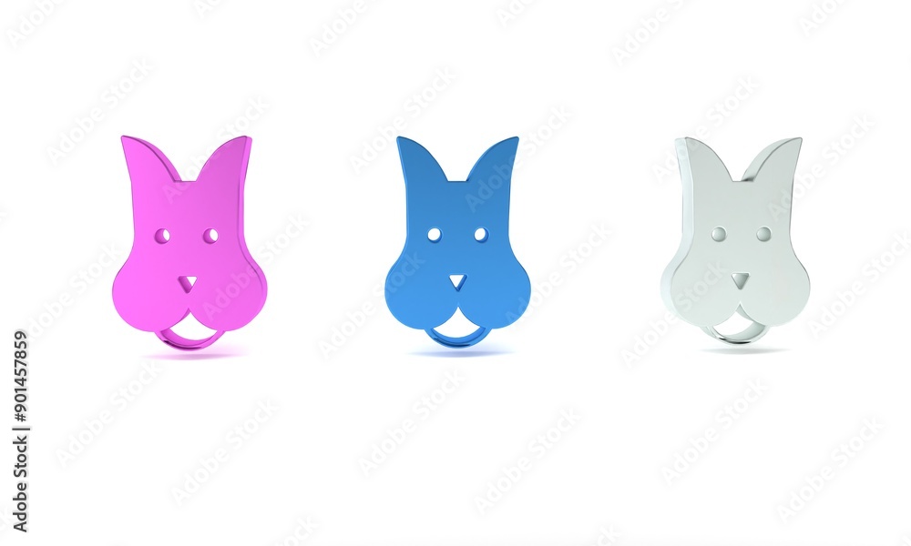 Obraz premium Colorful Dog icon isolated on white background. Minimalism concept. 3D render illustration