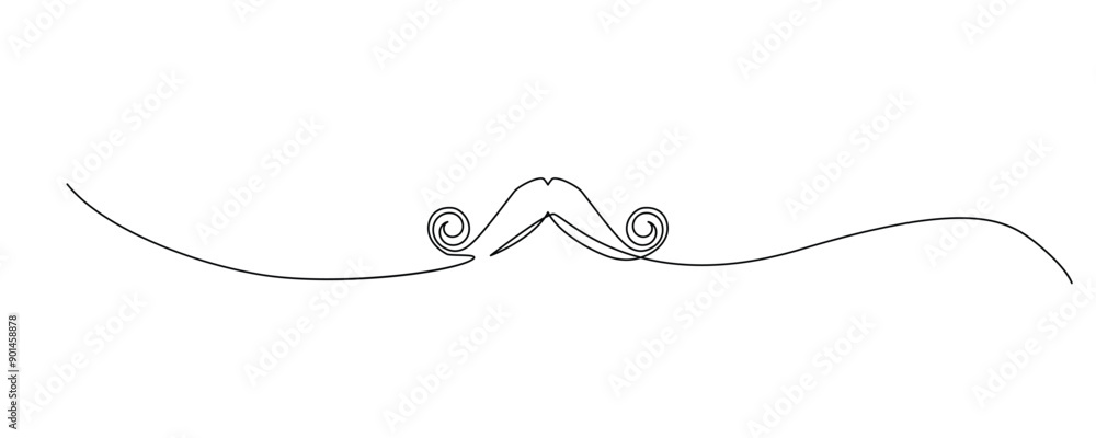 One Line Mustache Icon, Monoline Mustaches Symbol, Continuous Whiskers Silhouette, Mustache Endless Shape, Men Fashion Vector Illustration One Line Mustache Icon, Monoline Mustaches Symbol, Continuous Whiskers Silhouette, Mustache Endless Shape, Men Fashion Vector Illustration