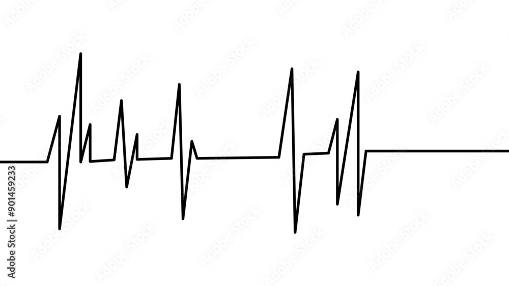 Heart Rate Flatlining Sign Symbol In Black Color. Vector Illustration ...