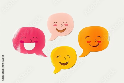 Bright Emoji Faces on White Background photo