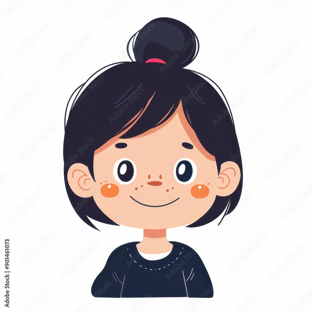 A minimalistic vector of a cute girl smiling, featuring clean lines and a solid white background for a modern touch. A minimalistic vector of a cute girl smiling, featuring clean lines and a solid white background for a modern touch.