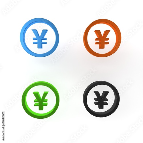 Free Download Colorful Chinese Yuan currency symbol icon isolated on white background. Coin money. Banking currency sign. Cash symbol. Minimalism concept. 3D render illustration - GFXLoad