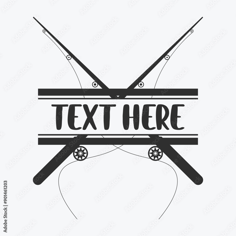 Fototapeta premium Fishing Monogram Fishing Logo Vector Art Fishing Rod