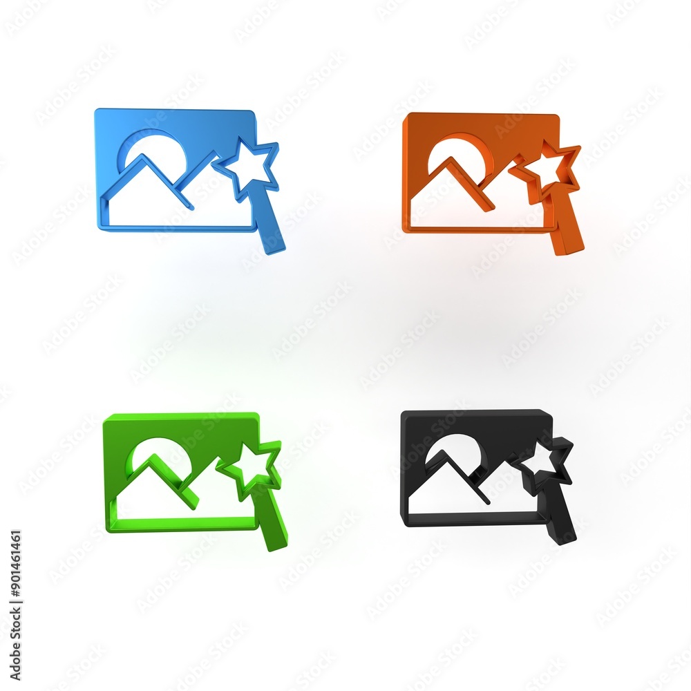 Colorful Photo retouching icon isolated on white background. Photographer, photography, retouch icon. Minimalism concept. 3D render illustration Colorful Photo retouching icon isolated on white background. Photographer, photography, retouch icon. Minimalism concept. 3D render illustration